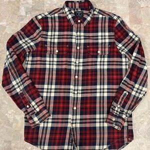 American Eagle Outfitters Red and Blue Checkered Long Sleeve Shirt